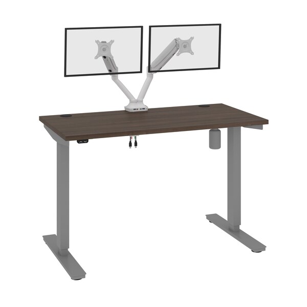 Bestar Upstand 48W x 24D Standing Desk with Dual Monitor Arm in antigua